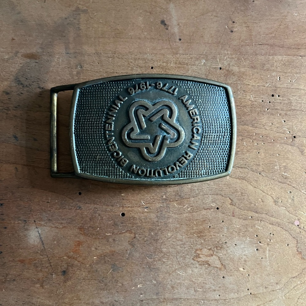 American Revolution Bicentennial 1776-1976 Brass Tone Patriotic Belt Buckle